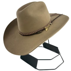 Chapéu Country Stetson Feltro Camel Bandinha Com Strass Pingente Pena REF:64463