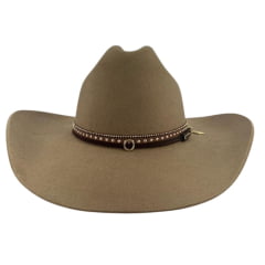 Chapéu Country Stetson Feltro Camel Bandinha Com Strass Pingente Pena REF:64463