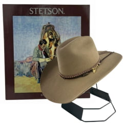 Chapéu Country Stetson Feltro Camel Bandinha Com Strass Pingente Pena REF:64463