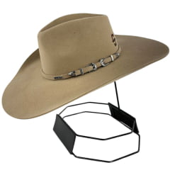 Chapéu Country Stetson Feltro Camel Bandinha Feltro Com Duas Fivelas Carneira Couro - REF:64449