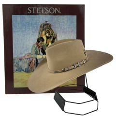Chapéu Country Stetson Feltro Camel Bandinha Feltro Com Duas Fivelas Carneira Couro - REF:64449