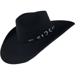 Chapéu Country Stetson Feltro Preto Bandinha Feltro Com Duas Fivelas Carneira Couro - REF:64449