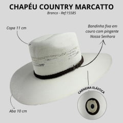 Chapéu Country Marcatto Bangora Branco Bandinha Marrom Com Nossa Senhora Ref:15585
