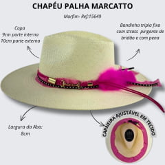 Chapéu Social Marcatto Marfim Pink Bandinha Strass E Pena Carneira Em Tecido - Ref:15649
