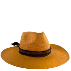 Chapéu Stetson De Palha Caqui Com Bandinha De Couro E Pingente REF:65562
