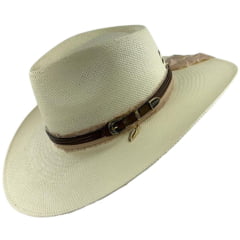 Chapéu Stetson De Palha Marfim Com Bandinha De Couro E Pingente REF:65562