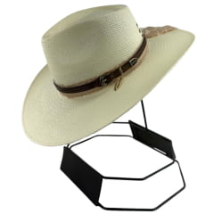 Chapéu Stetson De Palha Marfim Com Bandinha De Couro E Pingente REF:65562