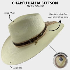 Chapéu Stetson De Palha Marfim Com Bandinha De Couro E Pingente REF:65562