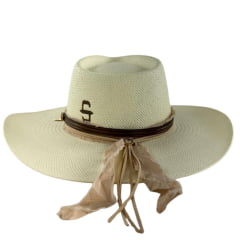 Chapéu Stetson De Palha Marfim Com Bandinha De Couro E Pingente REF:65562