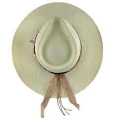 Chapéu Stetson De Palha Marfim Com Bandinha De Couro E Pingente REF:65562