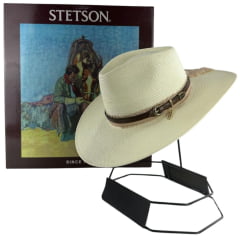 Chapéu Stetson De Palha Marfim Com Bandinha De Couro E Pingente REF:65562