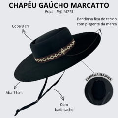 Chapéu Gaúcho Marcatto de Feltro Preto Com Marrom Ref: 14713