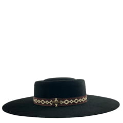 Chapéu Gaúcho Marcatto de Feltro Preto Com Marrom Ref: 14713