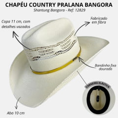 Chapéu Country Pralana Bangora Gold Branco Carneira Elástica Ref. 12829