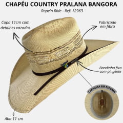 Chapéu Country Pralana Bangora Rope'n Ride 30x Aba 11 Bege Carneira Em Espuma Ref: 12963