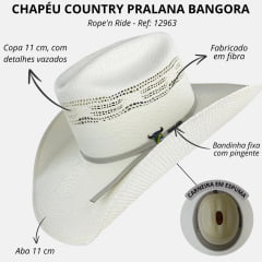 Chapéu Country Pralana Bangora Rope'n Ride Aba 11 Branco Carneira Em Espuma Ref. 12963