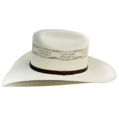 Chapéu Country Pralana Shantung Bangora Cowboy Branco Carneira Elástica Ref. 12724