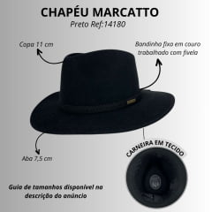Chapéu Social Marcatto De Feltro Com Bandinha De Couro Preto Ref:14180