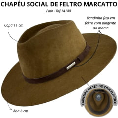 Chapéu Social Marcatto Feltro Pino Bandinha Feltro Carneira Em Tecido Ref:14188