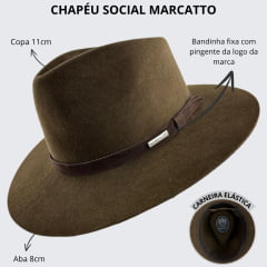 Chapéu Social Marcatto Feltro Tabaco Bandinha Em Couro Carneira Tecido Ref: 14188