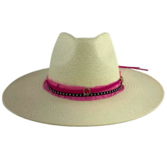 Chapéu Social Marcatto Marfim Pink Bandinha Strass E Pena Carneira Em Tecido - Ref:15649