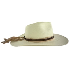 Chapéu Country Stetson Palha Marfim Com Bandinha De Couro E Pingente REF:65562