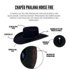 Chapéu Country Pralana Horse Fire Aba 11,5 Preto Modelo12454