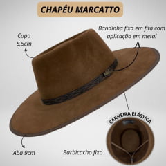 Chapéu Marcatto Gaúcho Pino Aveludado Com Barbicacho