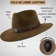 Chapéu Marcatto Pelo De Lebre Legítimo - Tabaco Ref: 14741