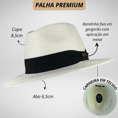 Chapéu Panamá Casual Marcatto Palha Branca - Ref. 11067