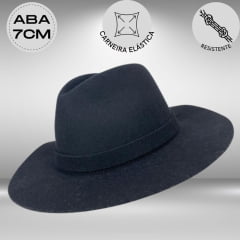 Chapéu Jade Pralana Aba 7 Reta Mole Whisky Preto Marfim