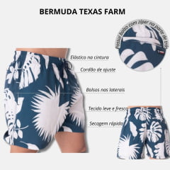 Bermuda Masculina Texas Farm Azul Petróleo e Bege - Ref. BDS 011