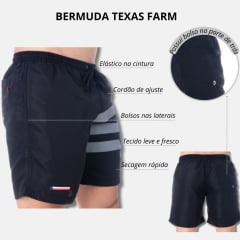 Bermuda Masculina Texas Farm Preta Detalhe Cinza - Ref. BDS007