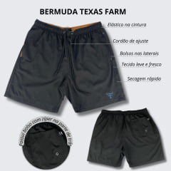 Bermuda Masculina Texas Farm Preta Detalhe Laranja - Ref. BDS008