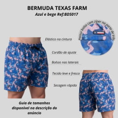 Bermuda Masculina Texas Farm Azul E Bege Com Cordão Ref:BDS017