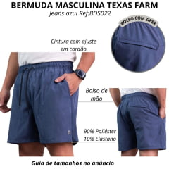 Bermuda Masculina Texas Farm Azul Jeans Com Cordão Ref:BDS023