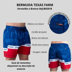 Bermuda Masculina Texas Farm Azul/ Vermelho E Branco Com Cordão Ref:BDS018