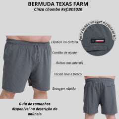 Bermuda Masculina Texas Farm Cinza Chumbo Com Detalhes Em Cinza Ref:BDS020