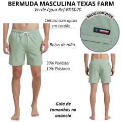 Bermuda Masculina Texas Farm Verde Água Com Cordão Ref:BDS020