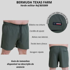 Bermuda Masculina Texas Farm Verde Militar Com Detalhes Em Preto Ref:BDS009