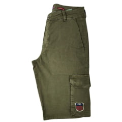 Bermuda Masculina TXC Verde Militar Cargo Custom Com Logo Bordada Na Perna REF: 8686