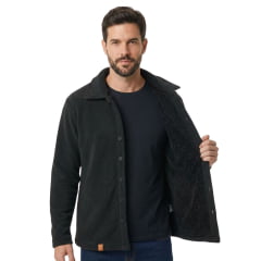 Blusa Masculina Estanciero Soft Sherpa Preto Pelucia Por Dentro Com Botões E Bolso Ref: 5647 A.002
