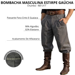 Bombacha Masculina Estirpe Gaúcha Tropel Chumbo - REF:317