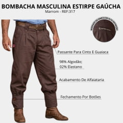 Bombacha Masculina Estirpe Gaúcha Tropel Marrom - REF:317