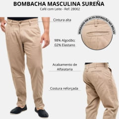 Bombacha Masculina Surena Sarja Com Elastano E Favo Café Com Leite Ref. 28002