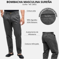 Bombacha Masculina Surena Sarja Com Elastano E Favo Grafite- Ref. 28002
