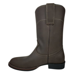 Bota Country Masculina Garotti Bico Redondo Cano Médio Couro Crazy Horse/Café Bournet - Sola Preta REF: 307 COD: 1510