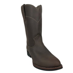 Bota Country Masculina Garotti Bico Redondo Cano Médio Couro Crazy Horse/Café Bournet - Sola Preta REF: 307 COD: 1510