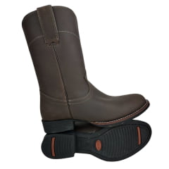 Bota Country Masculina Garotti Bico Redondo Cano Médio Couro Crazy Horse/Café Bournet - Sola Preta REF: 307 COD: 1510