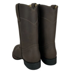 Bota Country Masculina Garotti Bico Redondo Cano Médio Couro Crazy Horse/Café Bournet - Sola Preta REF: 307 COD: 1510